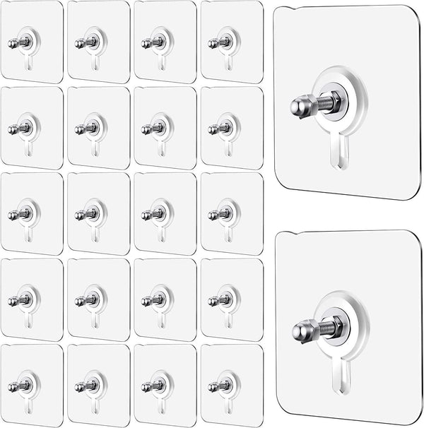 Wall Mount Screw Hooks – No Drilling Self-Adhesive Hooks for Kitchen, Bathroom & Home | Pack of 10