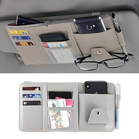 Car Visor Organizer with Zipper with Mesh Pockets