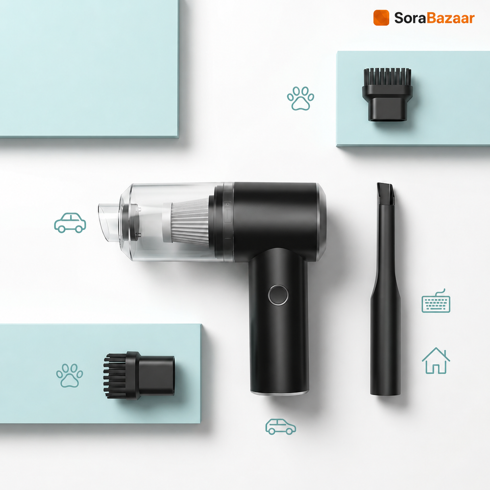 Mini Cordless Vacuum & Air Duster — Car, Home & Pet Hair Cleaner