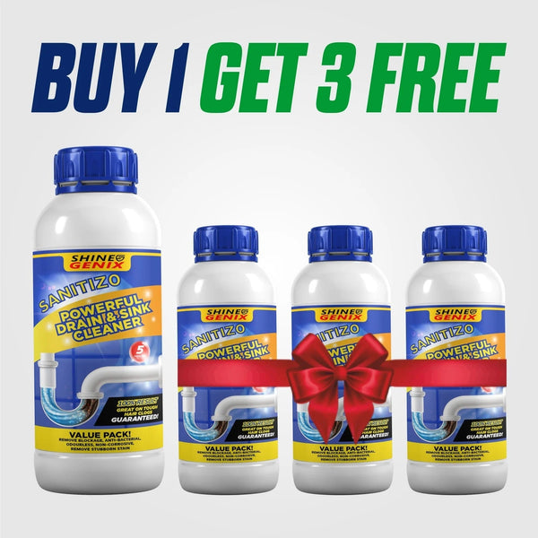 Sanitizo Drain Cleaner Powder — Nali Kholne Ka Powder | Pipe & Sink Blockage Remover | Works in 30 Min | Pack of 4 (Buy 1 Get 3 Free)